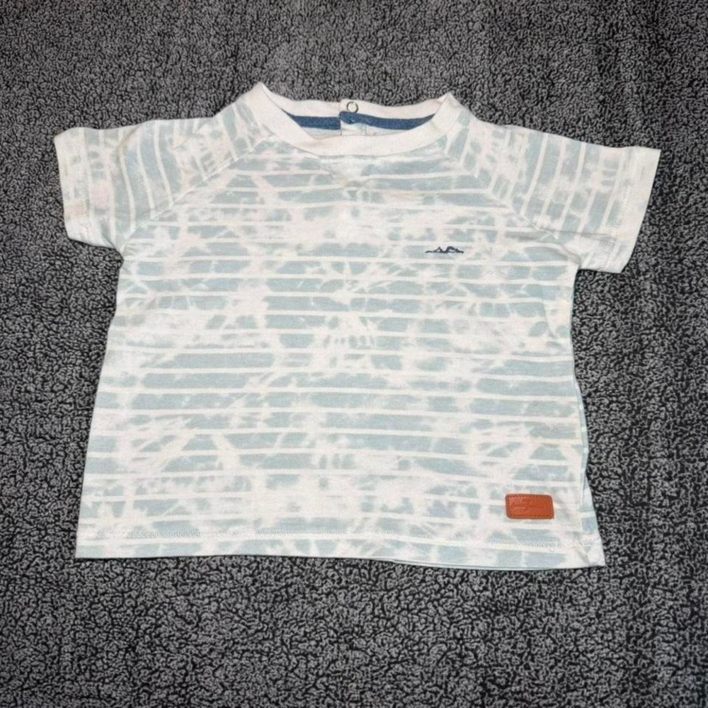 7 For All Mankind Kids Blue Tie Dye Stripe Tee 24M Designer Toddler Shirt